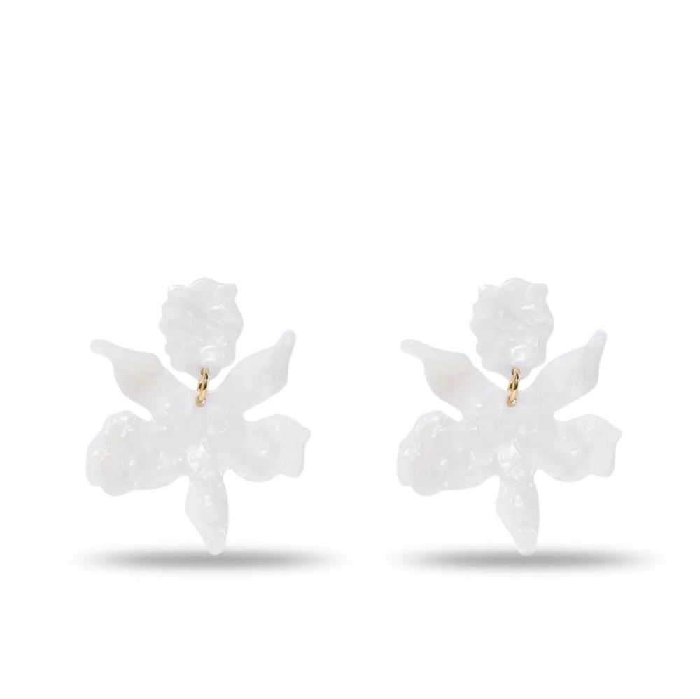 Lele Sadoughi MOTHER OF PEARL SMALL PAPER LILY EARRINGS